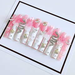 French Bear Silver Snake Press-on Nails