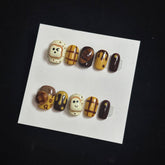 UNIKOO Short Round Cute Bread Press-on Nails