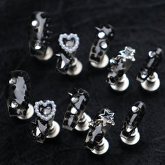 UNIKOO Mysterious Dark Snake Rock Wind Black Mamba Snake Press-on Nails