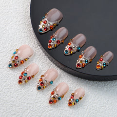 UNIKOO Fancy Colored Diamond Almond Press-on Nails