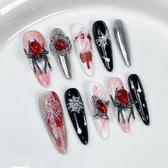 Handmade Halloween Spider Press-On Nails