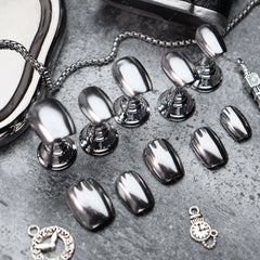 UNIKOO Mirror Silver Cyberpunk almond Press-on Nails