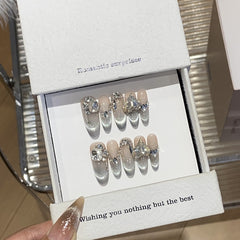 Sparkling Smiley French Cat Eye Press-On Nails