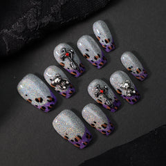 UNIKOO Dark Purple Short Coffin Press-on Nails