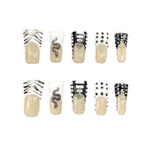 UNIKOO Duckbill Shape Snake Polka Dot Halloween Press-On Nails
