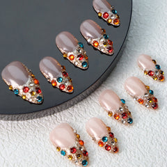UNIKOO Fancy Colored Diamond Almond Press-on Nails
