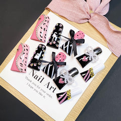 UNIKOO Hand-Painted Bowknot Bunny Duckbill Shape Press-On Nails