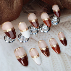 UNIKOO Leopard Nude French almond Press-on Nails