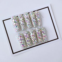 Sparkling Full Rhinestone AB Diamond Press-on Nails