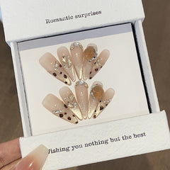 Gradient French Leopard Print Cat Eye Press-On Nails