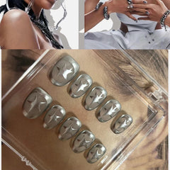 UNIKOO STAR SHORT OVAL PRESS ON NAILS