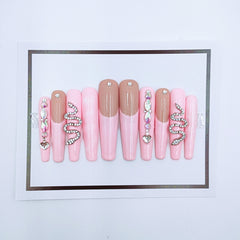 Hot Girl Silver Snake Full Diamond Flash Press-on Nails