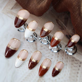 UNIKOO Leopard Nude French almond Press-on Nails