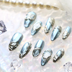 UNIKOO Magic Silver Magic ALMOND PRESS ON NAILS