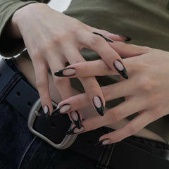 UNIKOO BLACK V-tip French PRESS ON NAILS