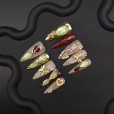 Dark green metal art pointed medium and long