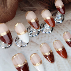 UNIKOO Leopard Nude French almond Press-on Nails