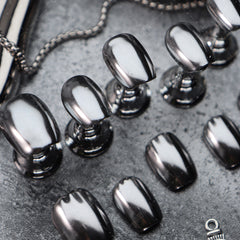 UNIKOO Mirror Silver Cyberpunk almond Press-on Nails