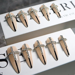 UNIKOO Cross Long Pointed Pure Desire Press-on Nails