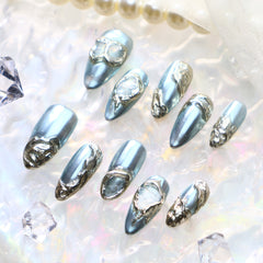 UNIKOO Magic Silver Magic ALMOND PRESS ON NAILS