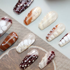 UNIKOO Pearl Middle Coffin Press-on Nails