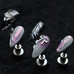 UNIKOO Butterfly Gemstone Pearl Almond Pres-on Nails