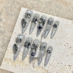 UNIKOO Luxurious Full Rhinestone Bling PRESS ON NIALS