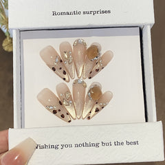 Gradient French Leopard Print Cat Eye Press-On Nails