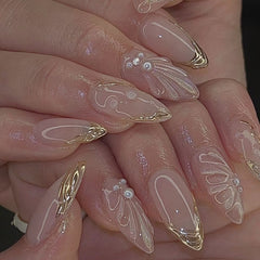 3D Water Drop Shell Wave Press-On Nails