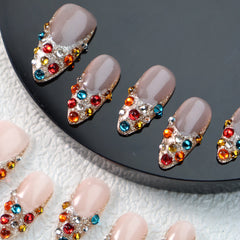 UNIKOO Fancy Colored Diamond Almond Press-on Nails