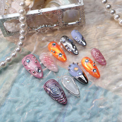 UNIKOO Vortex Gem Short Almond PRESS ON NIALS