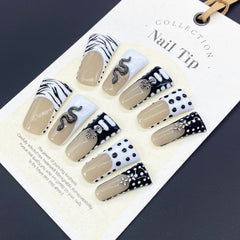 UNIKOO Duckbill Shape Snake Polka Dot Halloween Press-On Nails