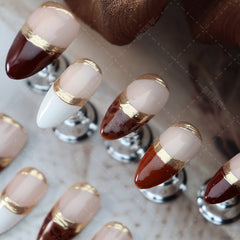 UNIKOO Leopard Nude French almond Press-on Nails