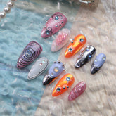 UNIKOO Vortex Gem Short Almond PRESS ON NIALS