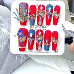 UNIKOO Traditional Chinese Wedding with Phoenix Crown PRESS ON NIALS