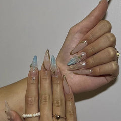 3D Water Drop Shell Wave Press-On Nails