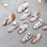 UNIKOO Amber Smudging Chain Almond PRESS ON NIALS