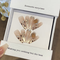 Gradient French Leopard Print Cat Eye Press-On Nails