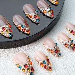 UNIKOO Fancy Colored Diamond Almond Press-on Nails