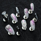 UNIKOO Butterfly Gemstone Pearl Almond Pres-on Nails