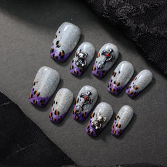 UNIKOO Dark Purple Short Coffin Press-on Nails