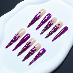UNIKOO Hand-Painted Donut Cream Long Press-On Nails
