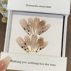 Gradient French Leopard Print Cat Eye Press-On Nails