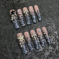 UNIKOO Blue Long Square Press-on Nails