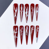 Handmade Press-On Nails with Metal Hand-Painted Minimalist Design