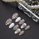 UNIKOO Short Almond French Diamond PRESS ON NIALS