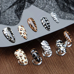 UNIKOO Maillard White ANIMAL ALMOND Press-on Nails