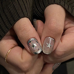 UNIKOO STAR SHORT OVAL PRESS ON NAILS