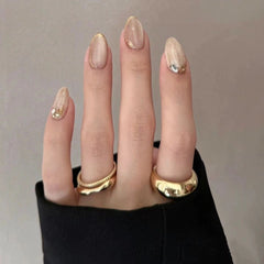 Summer Cat Eye French Short Press-On Nails