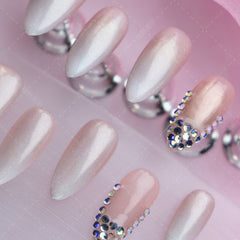 UNIKOO almond Pink FrenchPress-on Nails